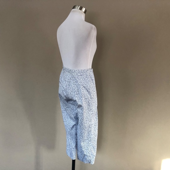 Stretchy Cotton Blue Floral Pedal Pushers Small Side Zipper SPORT - Picture 8 of 12